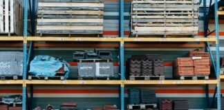 Toko Bangunan Paling Komplit di Kota Banjar a shelf filled with lots of different types of bricks
